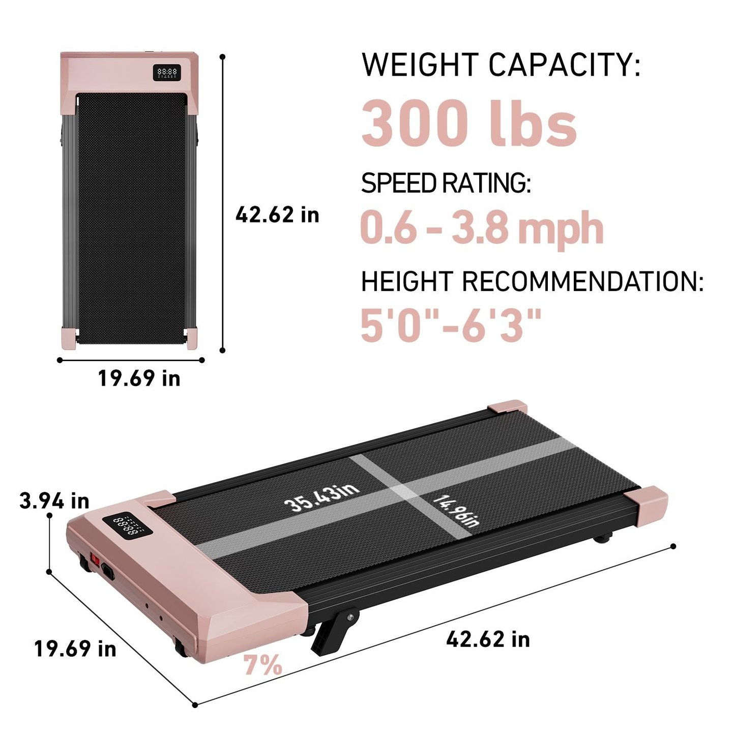 STRIDEO Q2 Urban 7% Incline Under-desk Walking Pad with Smart Control